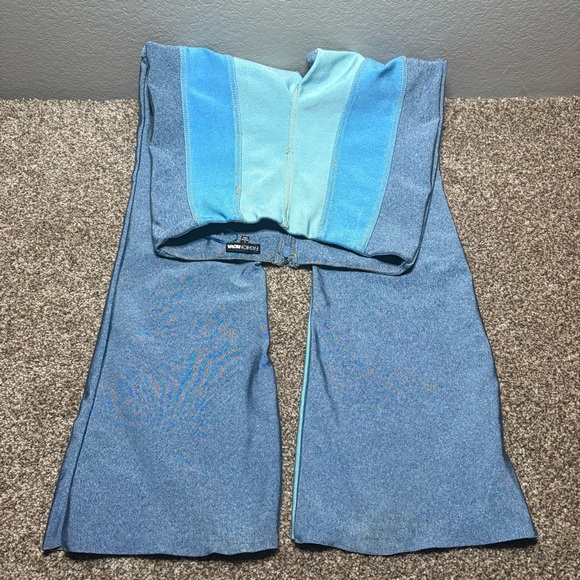 Fashion Nova Women’s Large Blue and Teal Striped High Rise Pants - Picture 14 of 14